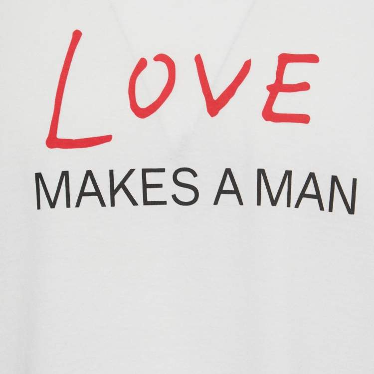 Pre Owned Z Zegna White Cotton 'Love Makes A Man' Print T-Shirt XL
