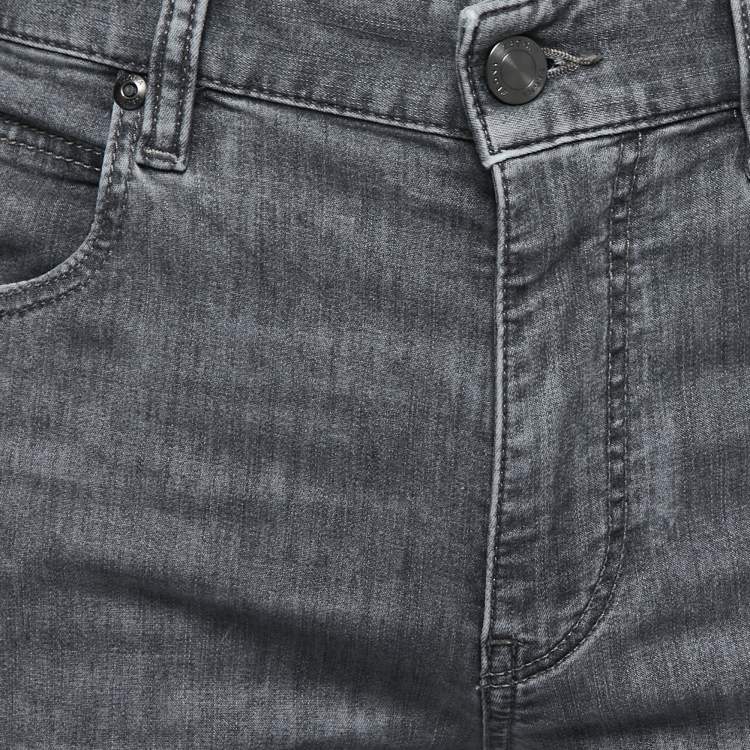 Pre Owned Z Zegna Grey Distressed Denim Slim Fit Jeans M Waist 32"