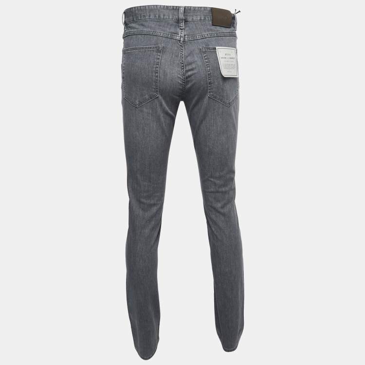 Pre Owned Z Zegna Grey Distressed Denim Slim Fit Jeans M Waist 32"