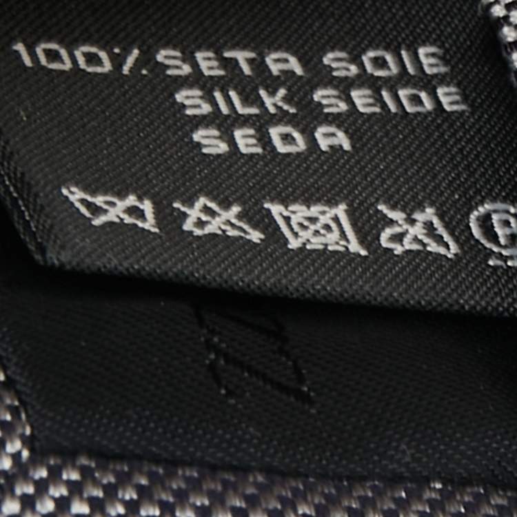 Pre Owned Z Zegna Grey Patterned Skinny Silk Tie