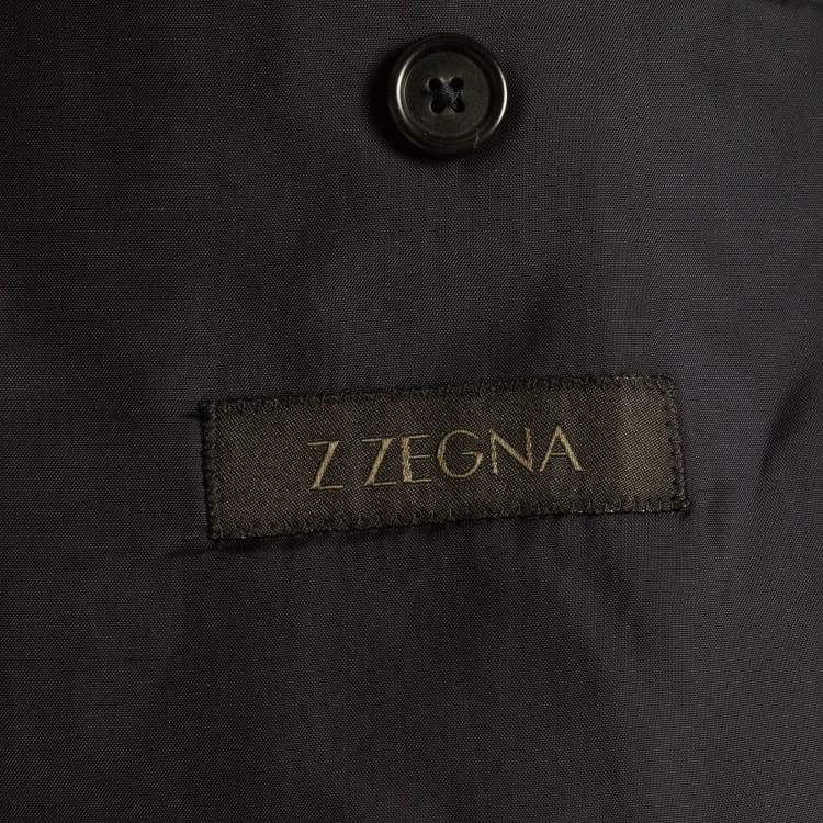 Pre Owned Z Zegna Blue Wool Blend Single Breasted Blazer L