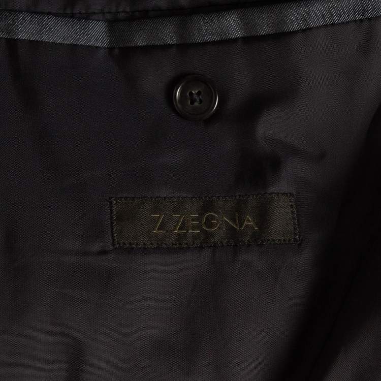 Pre Owned Z Zegna Blue Wool Blend Single Breasted Blazer L