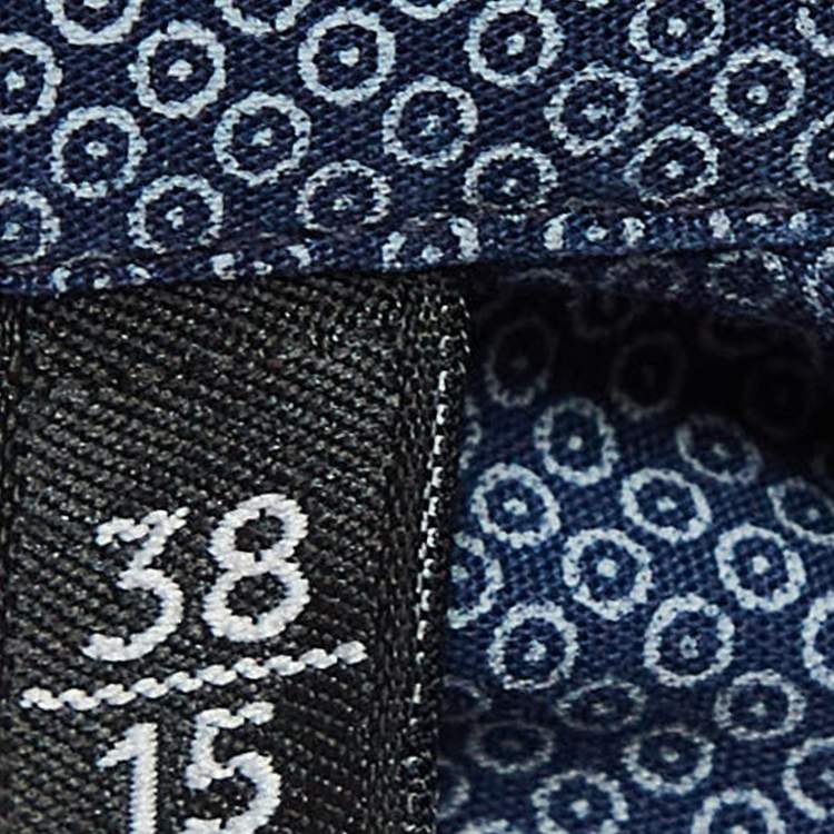 Pre Owned Z Zegna Blue Printed Cotton Button Front Shirt S