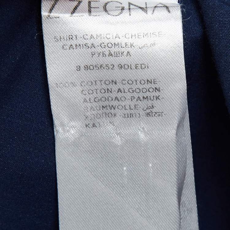 Pre Owned Z Zegna Blue Printed Cotton Button Front Shirt S