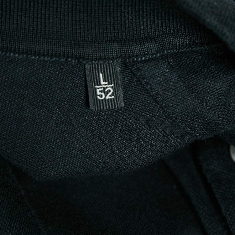 Pre Owned Z Zegna Black Logo Embroidered Cotton Knit Polo L