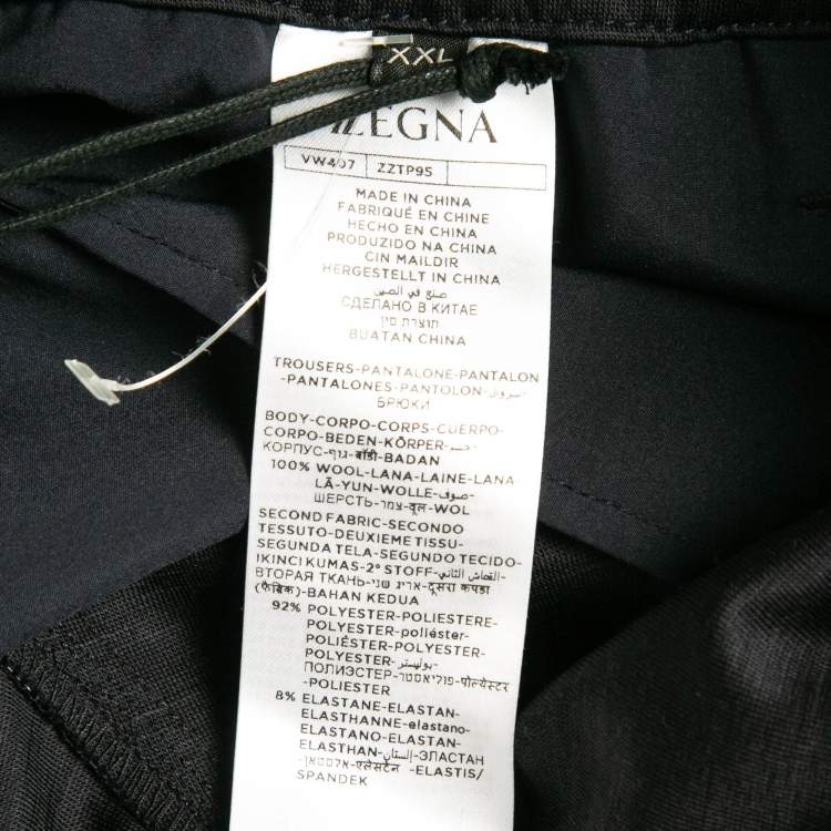 Pre Owned Z Zegna Navy Blue Techmerino Wool Paneled Pants XXL