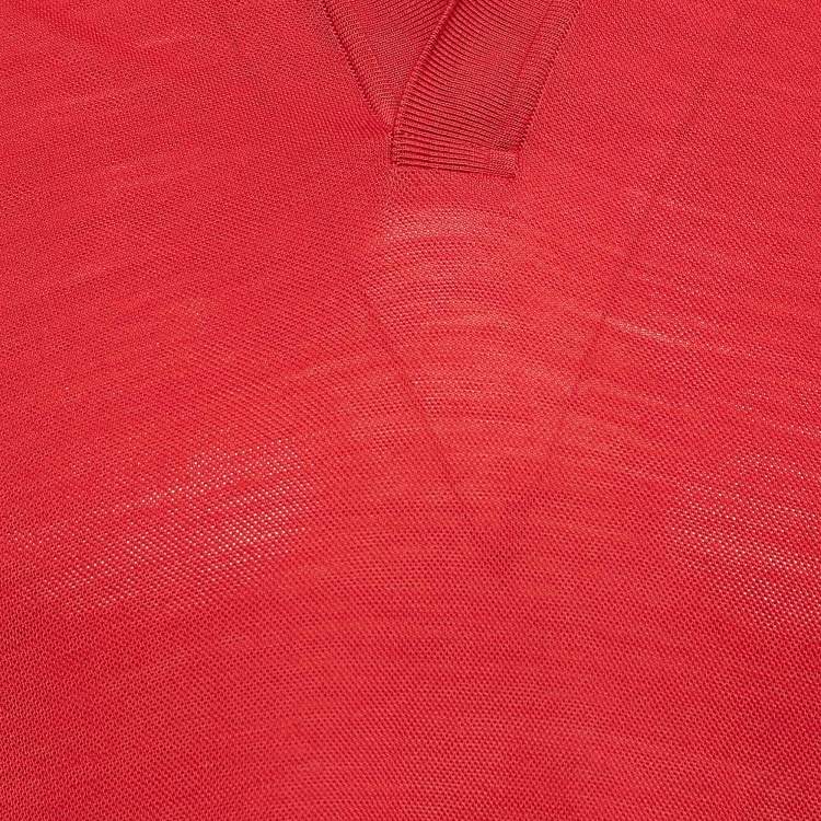 Pre Owned Z Zegna Red Pique Wool Techmerino Polo T-Shirt M