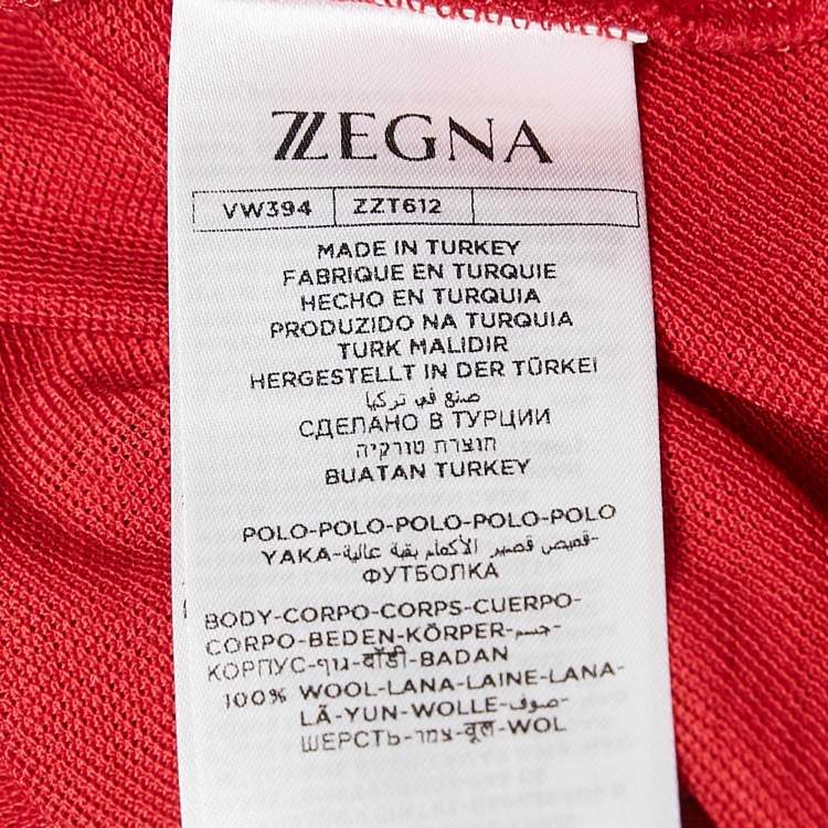 Pre Owned Z Zegna Red Pique Wool Techmerino Polo T-Shirt M