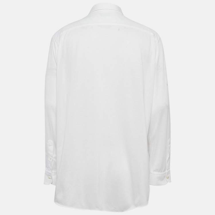 Pre Owned Z Zegna White Textured Cotton Long Sleeve Shirt XXL