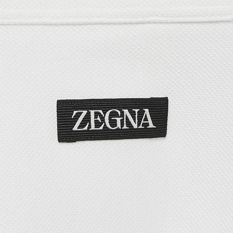 Pre Owned Z Zegna White Textured Cotton Long Sleeve Shirt XXL