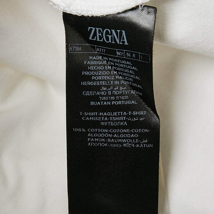 Pre Owned Z Zegna  White Logo Print Cotton Crew Neck T-Shirt XXL