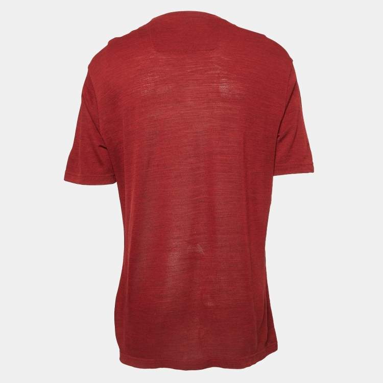 Pre Owned Z Zegna Dark Red Wool Round Neck T-Shirt XXL