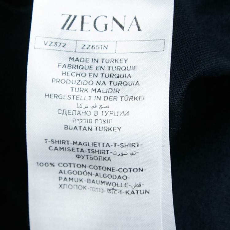 Pre Owned Z Zegna Navy Blue Logo Print Cotton Short Sleeve T-Shirt L