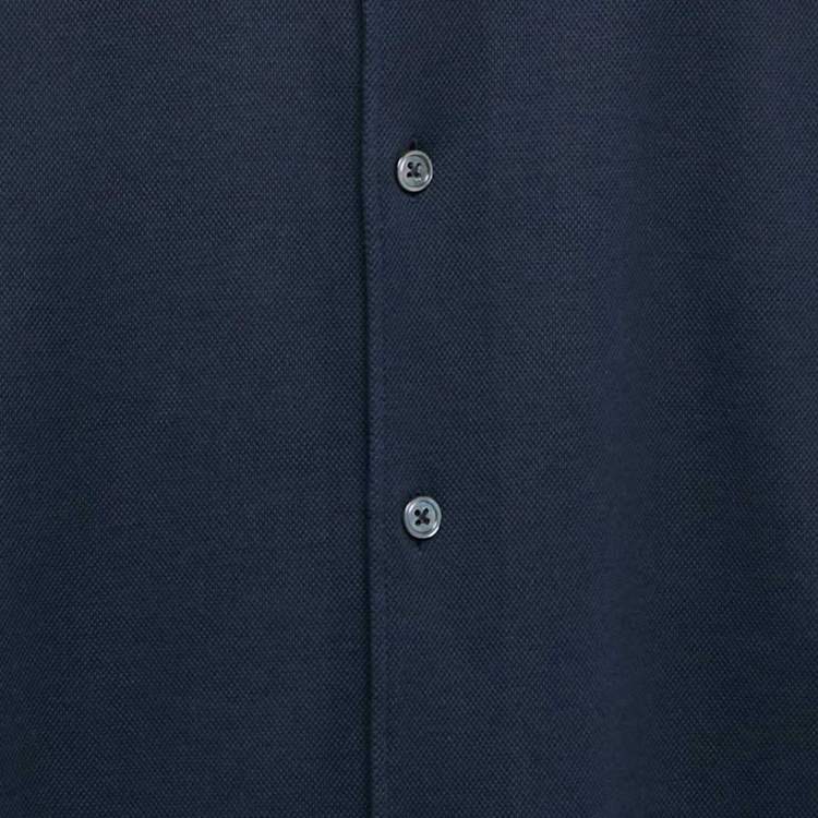 Pre Owned Z Zegna Navy Blue Textured Cotton Long Sleeve Shirt XXL