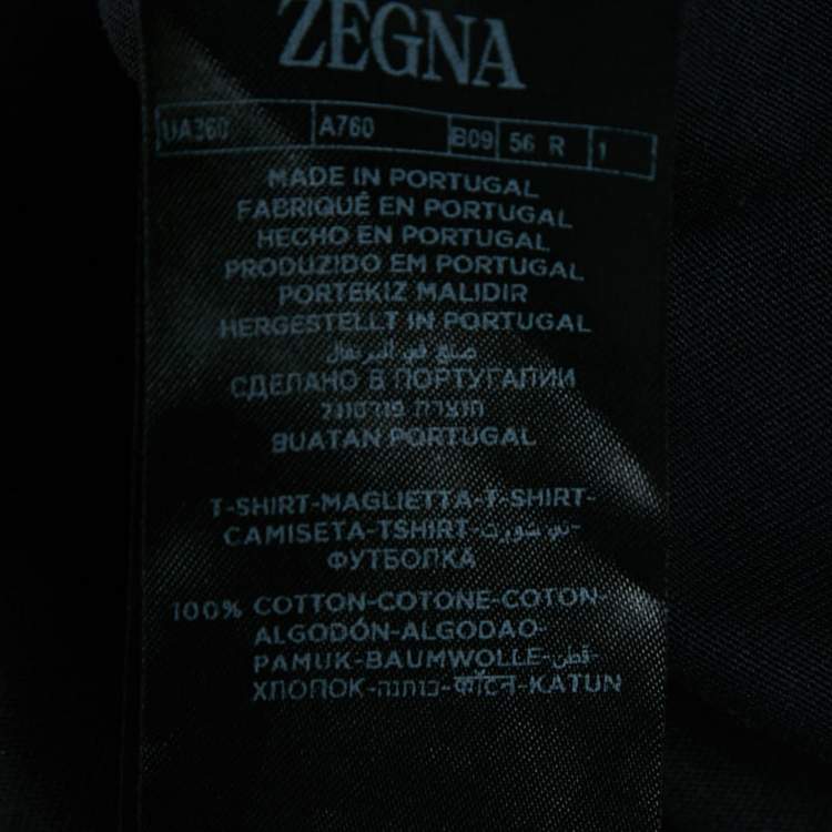 Pre Owned Zegna Black Logo Embroidered Cotton Jersey Crew Neck T-Shirt XXL