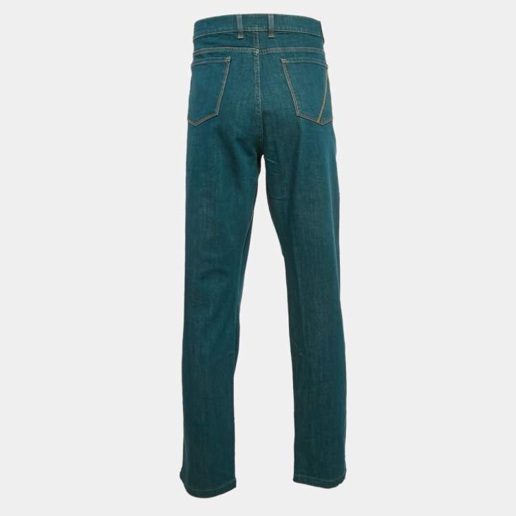 Pre Owned Z Zegna Teal Blue Denim Slim Fit Jeans 4XL Waist 44"