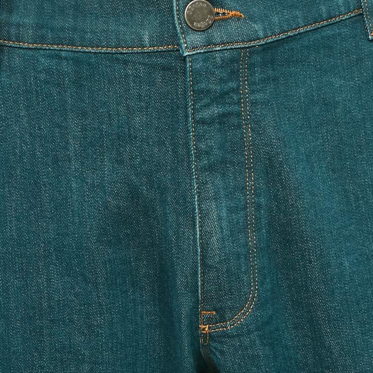 Pre Owned Z Zegna Teal Blue Denim Slim Fit Jeans 4XL Waist 44"