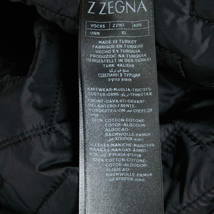 Pre Owned Z Zegna Black Knit and Nylon Button Front Jacket XL