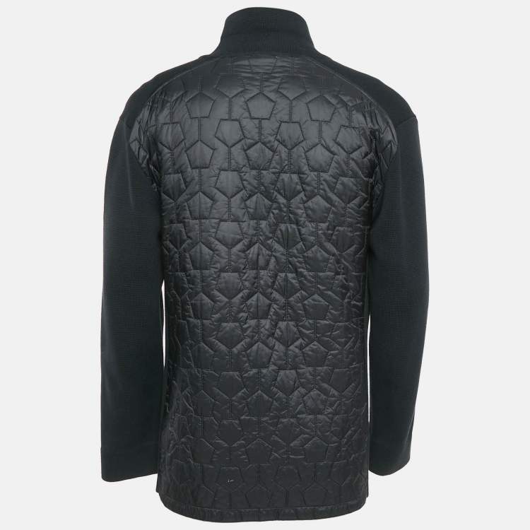 Pre Owned Z Zegna Black Knit and Nylon Button Front Jacket XL