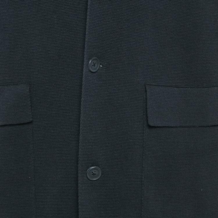 Pre Owned Z Zegna Black Knit and Nylon Button Front Jacket XL