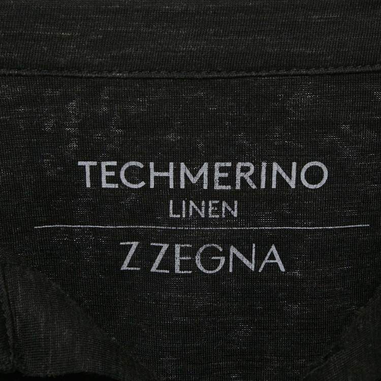 Pre Owned Z Zegna Black Techmerino Linen Polo T-Shirt L