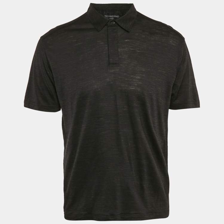 Pre Owned Z Zegna Black Techmerino Linen Polo T-Shirt L