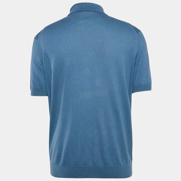 Pre Owned Z Zegna Blue Cotton Half Sleeve Polo T-Shirt L