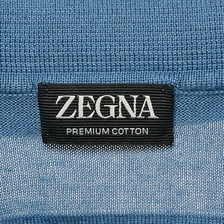 Pre Owned Z Zegna Blue Cotton Half Sleeve Polo T-Shirt L