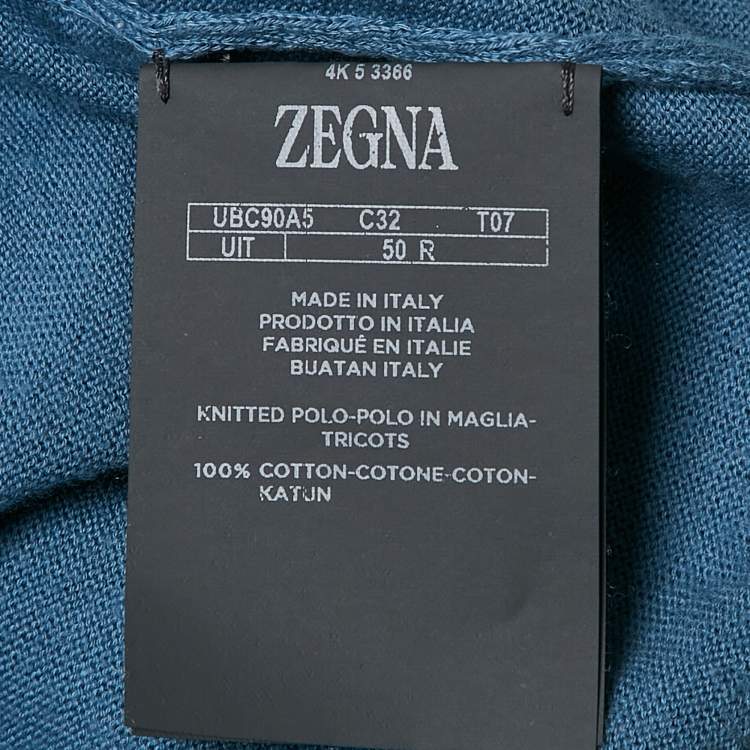 Pre Owned Z Zegna Blue Cotton Half Sleeve Polo T-Shirt L