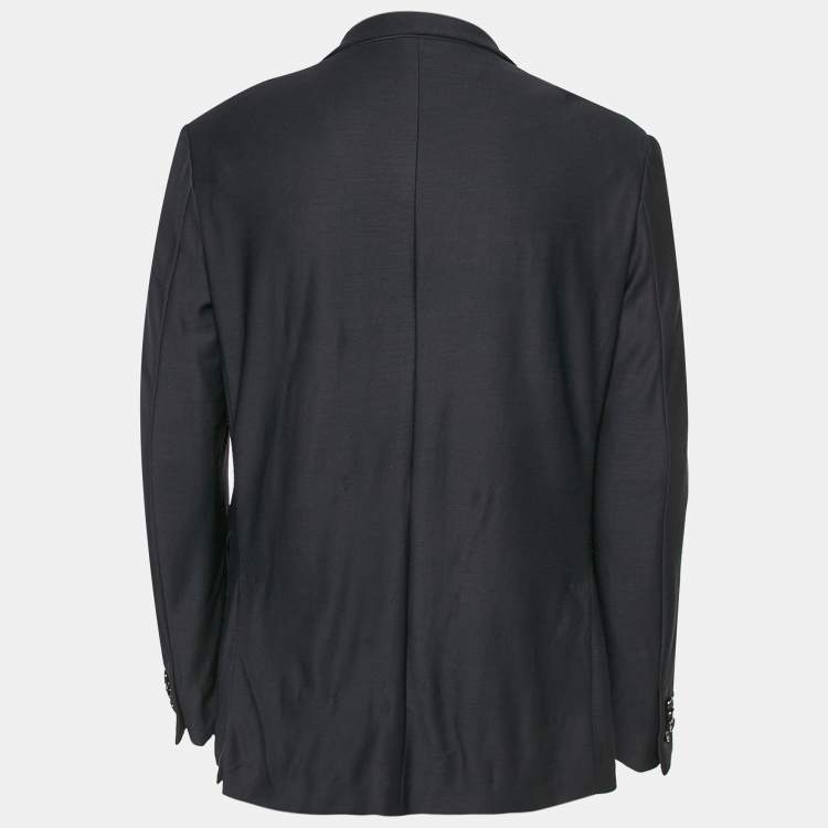 Pre Owned Zegna Navy Blue Wool Single Breasted Blazer L
