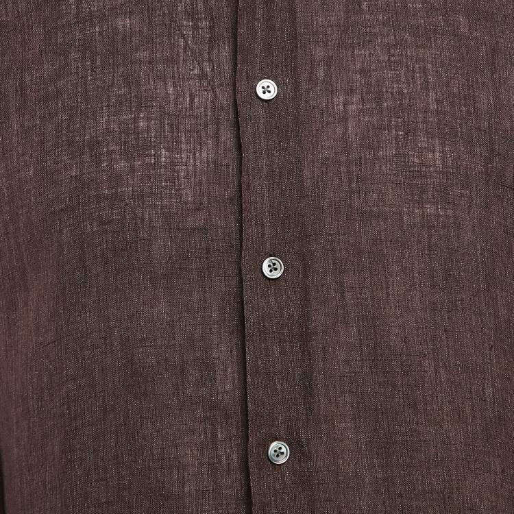 Pre Owned Z Zegna Brown Linen Comfortable Fit Shirt M