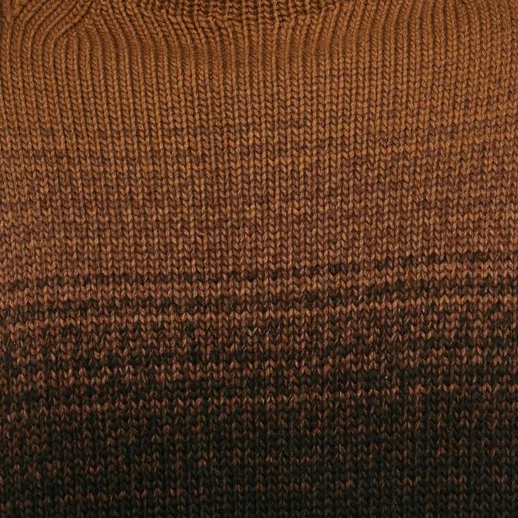Pre Owned Zegna Brown Gradient Knit High Neck Jumper M