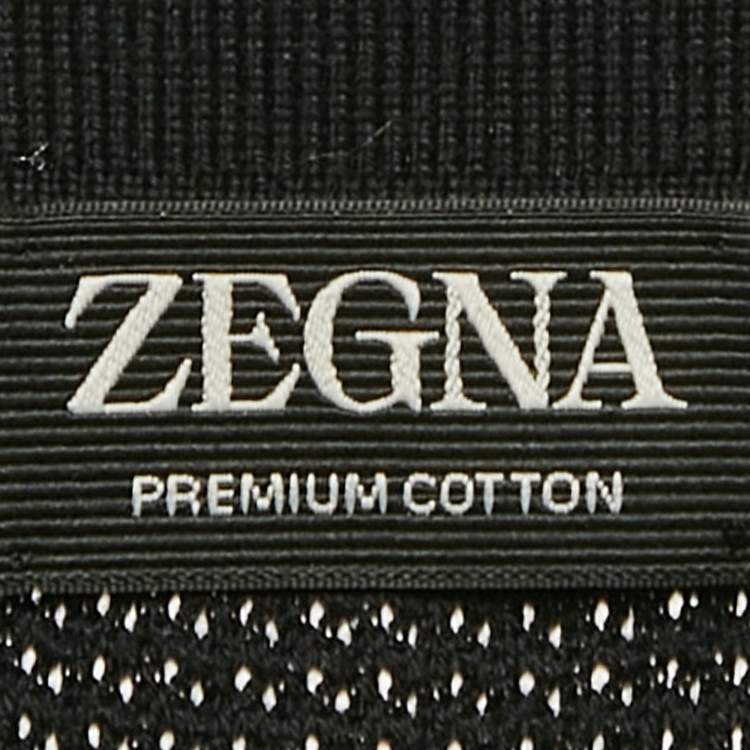 Pre Owned Z Zegna Black Knit Cotton Polo T-Shirt M