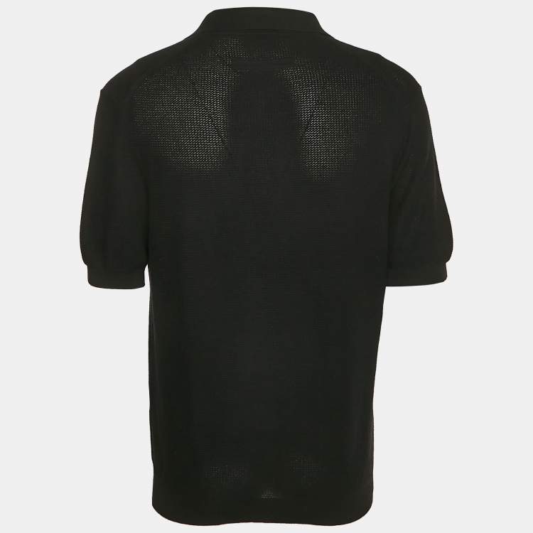 Pre Owned Z Zegna Black Knit Cotton Polo T-Shirt M