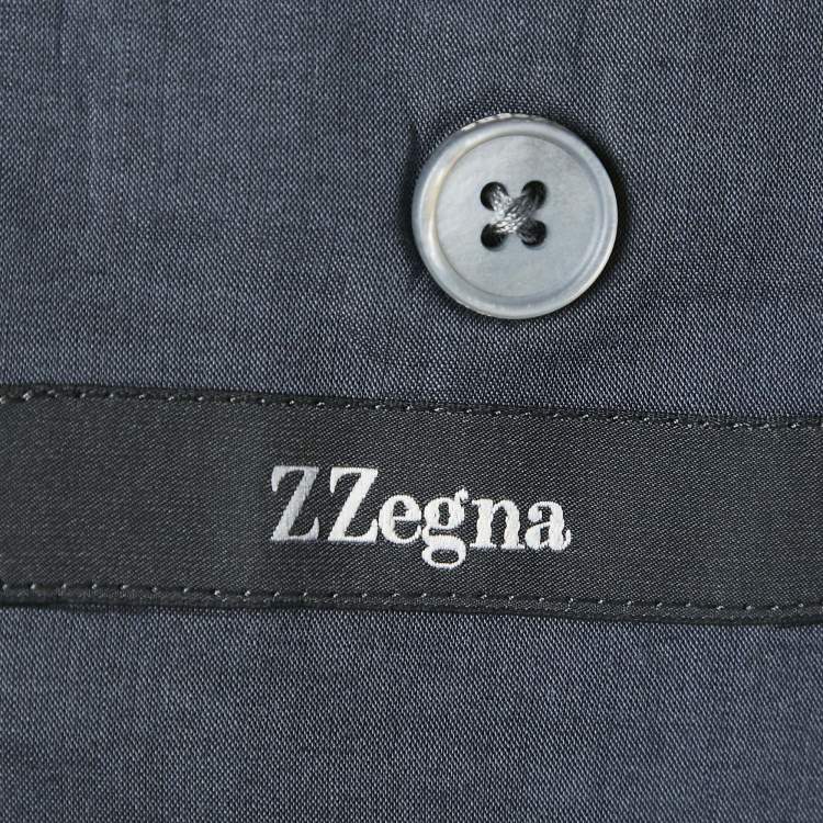 Pre Owned Z Zegna Grey Ramie and Linen Single Breasted Blazer L