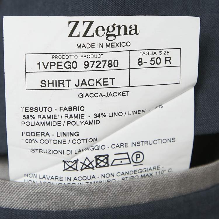 Pre Owned Z Zegna Grey Ramie and Linen Single Breasted Blazer L
