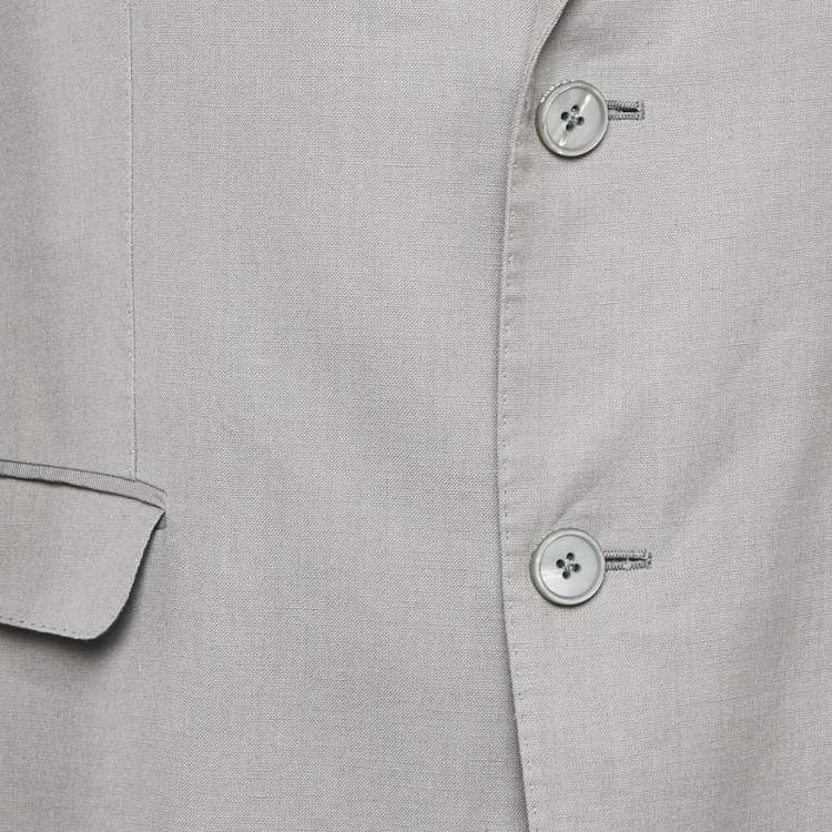 Pre Owned Z Zegna Grey Ramie and Linen Single Breasted Blazer L