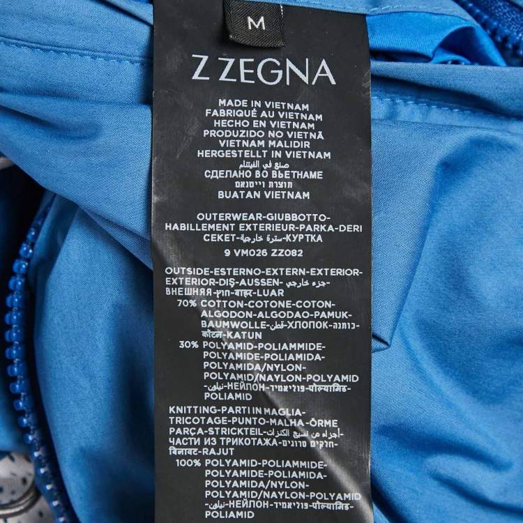 Pre Owned Z Zegna Blue Hydro Cotton Zip Front Jacket M