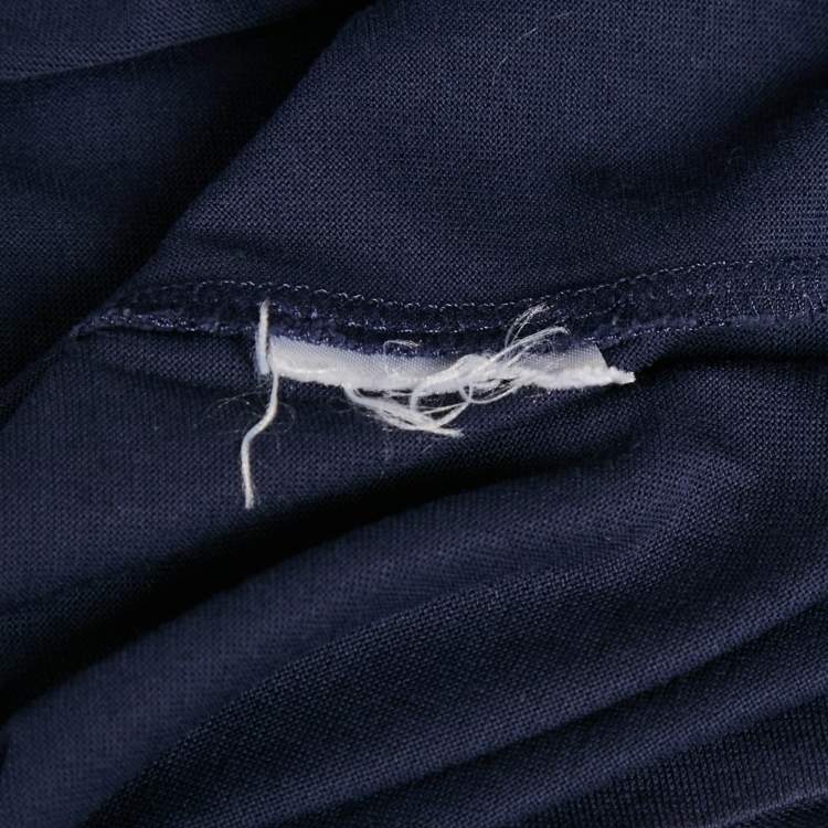 Pre Owned Z Zegna Blue Velvet Flocked Jersey T-Shirt L