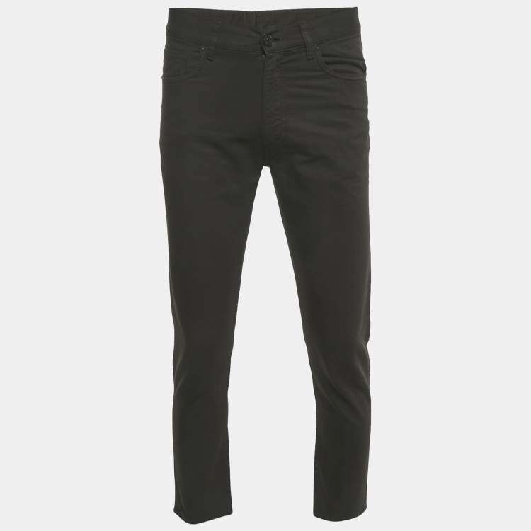 Pre Owned Zegna Black Cotton Cotton Formal Trousers M