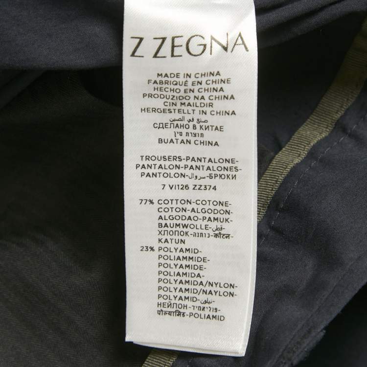 Pre Owned Z Zegna Navy Blue Cotton Blend Straight Fit Trousers 4XL