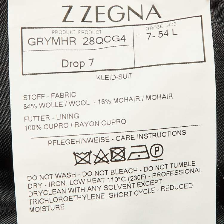 Pre Owned Z Zegna Charcoal Grey Wool & Mohair Button Front Blazer XXL