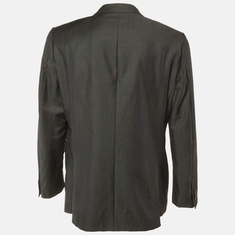 Pre Owned Z Zegna Charcoal Grey Wool & Mohair Button Front Blazer XXL