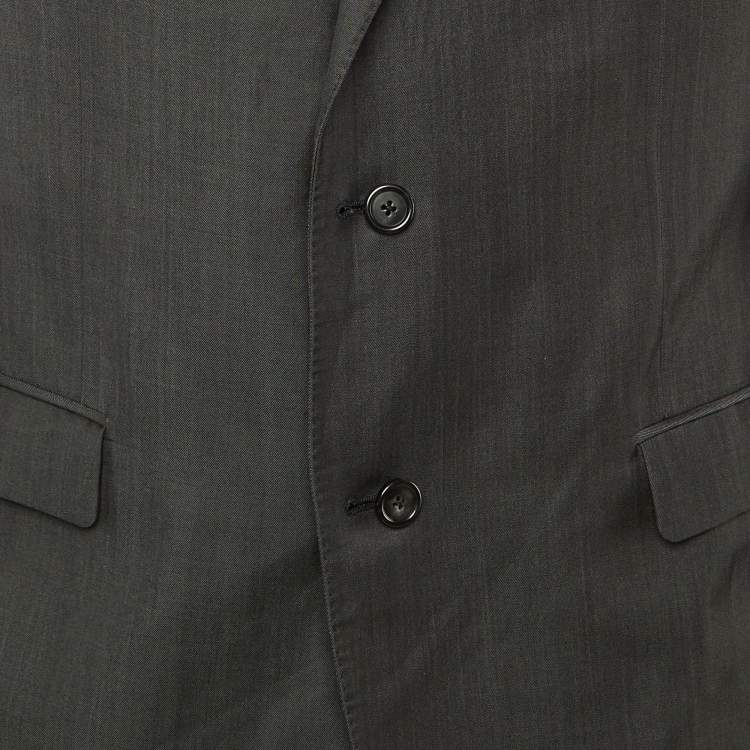 Pre Owned Z Zegna Charcoal Grey Wool & Mohair Button Front Blazer XXL