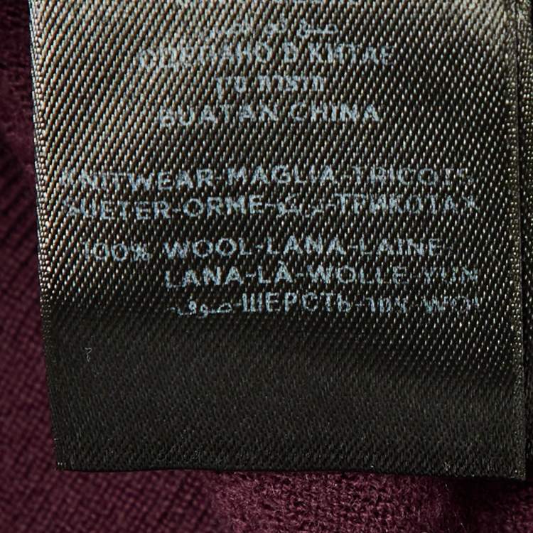 Pre Owned Z Zegna Burgundy Wool Knit Polo Sweater L