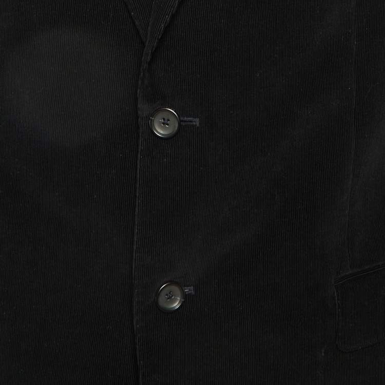 Pre Owned Z Zegna Black Corduroy City Two Buttoned Jacket XL