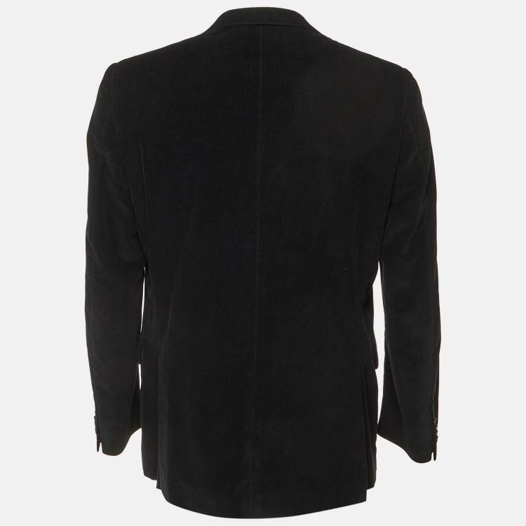 Pre Owned Z Zegna Black Corduroy City Two Buttoned Jacket XL