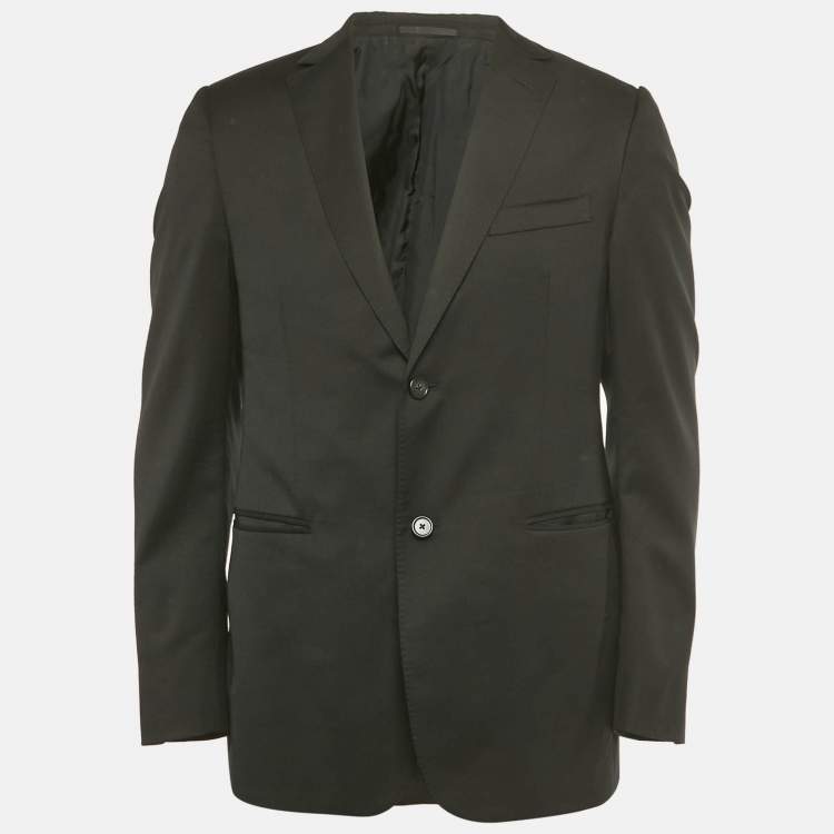 Pre Owned Z Zegna Black Wool Single Breasted Blazer M