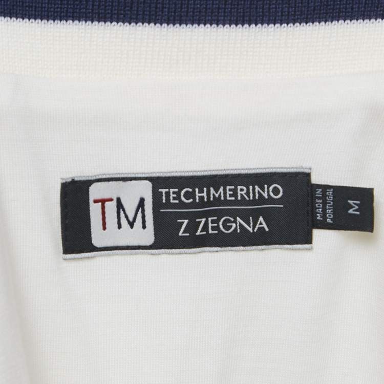 Pre Owned Z Zegna Techmerino Ivory Wool Zip-Up Jacket M