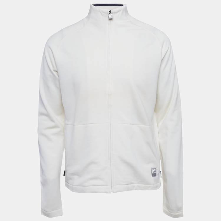 Pre Owned Z Zegna Techmerino Ivory Wool Zip-Up Jacket M
